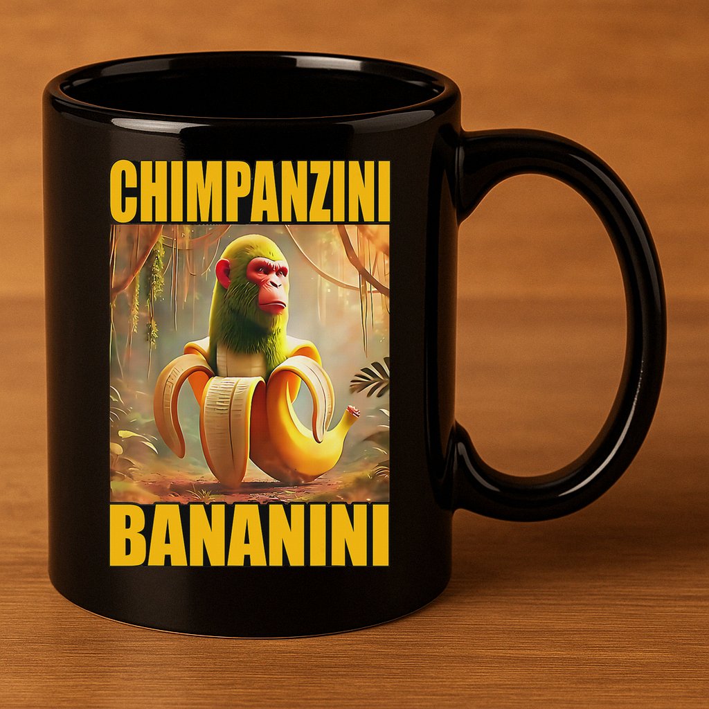 Chimpanzini Bananini Italian Brainrot Meme, Gilrs, 11oz C Handle Ceramic Mug