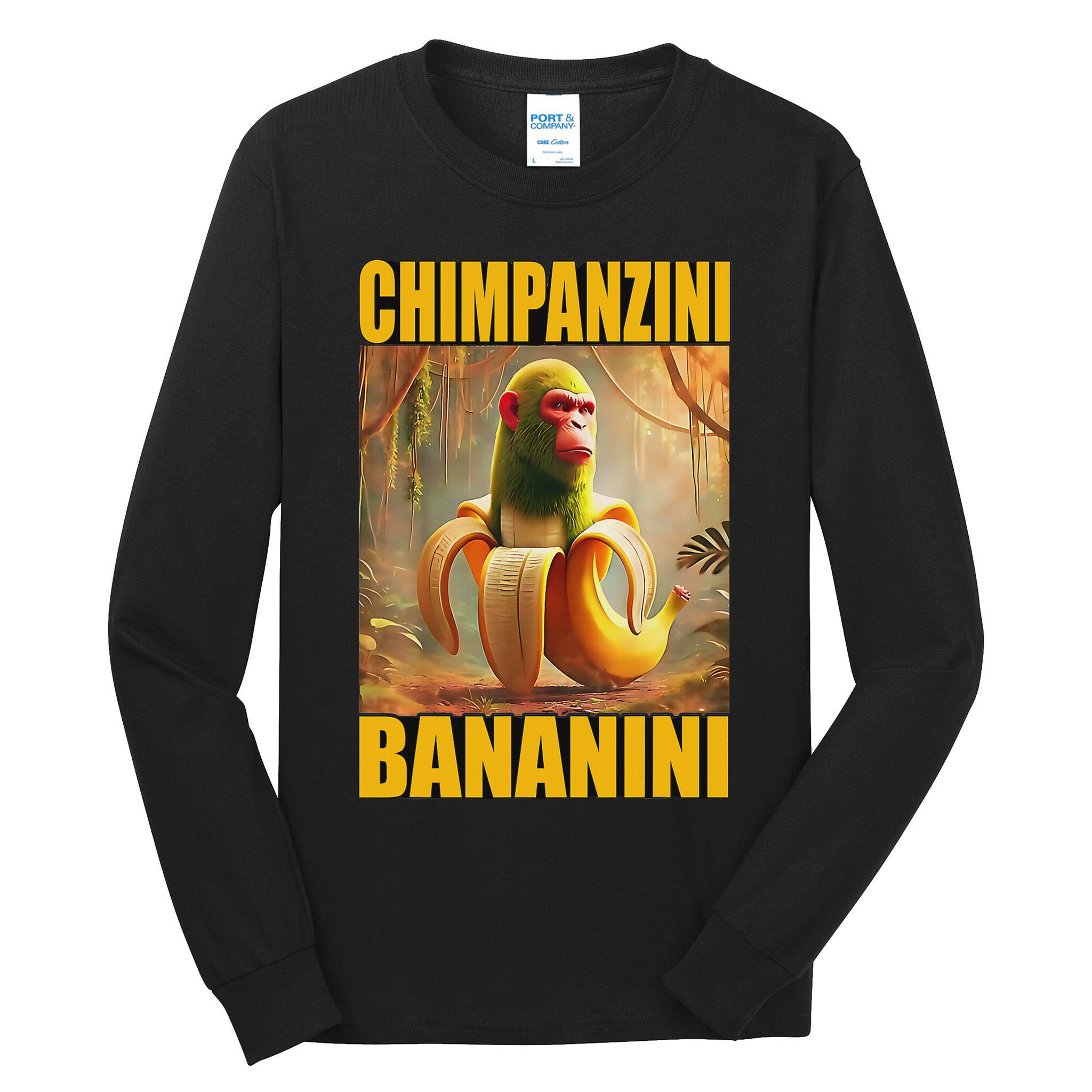 Chimpanzini Bananini Italian Brainrot Meme, Gilrs, Tall Long Sleeve T-Shirt