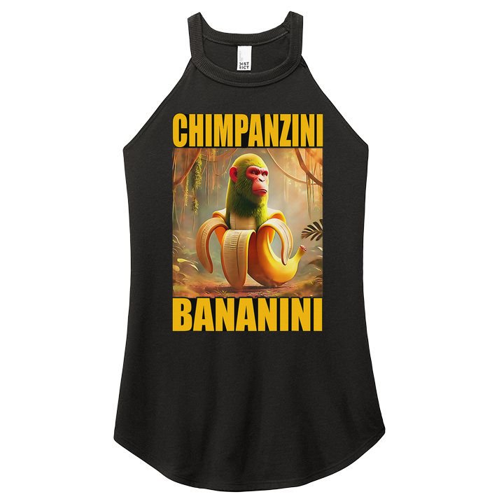 Chimpanzini Bananini Italian Brainrot Meme, Gilrs, Women's Perfect Tri Rocker Tank