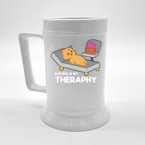 Cat Baking Is My Therapy Bake Cooking Cute Gift Beer Stein