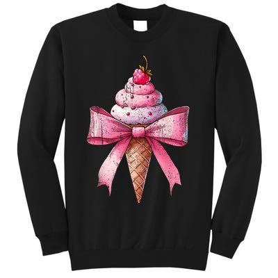 Coquette Bow Ice Cream Cone Ribbon Mom Mothers Day Girl Retro Sweatshirt