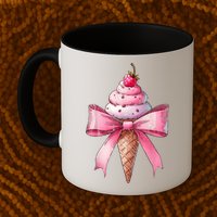 Coquette Bow Ice Cream Cone Ribbon Mom Mothers Day Girl Retro Mug