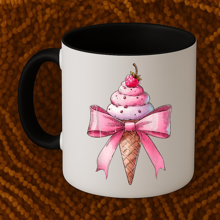 Coquette Bow Ice Cream Cone Ribbon Mom Mothers Day Girl Retro Mug