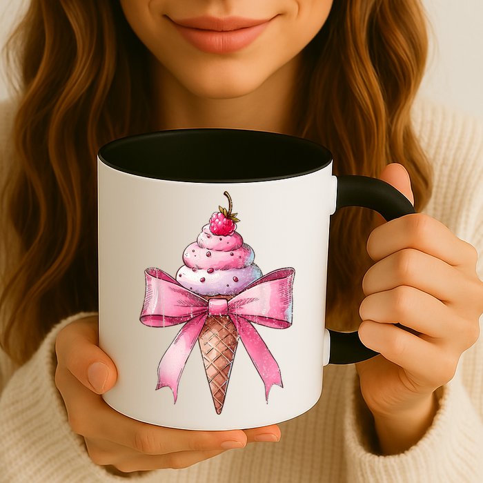 Coquette Bow Ice Cream Cone Ribbon Mom Mothers Day Girl Retro Mug