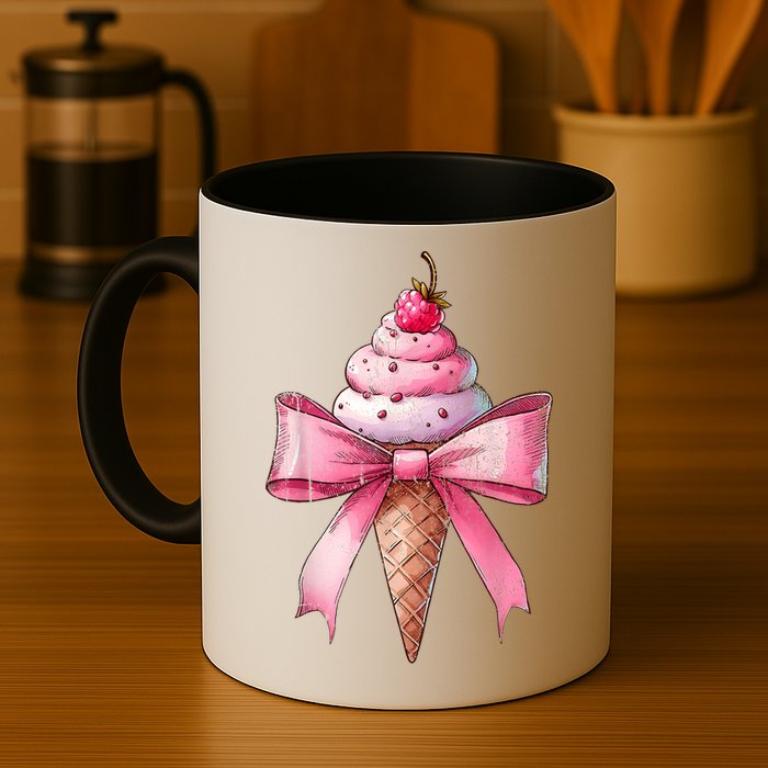 Coquette Bow Ice Cream Cone Ribbon Mom Mothers Day Girl Retro Mug