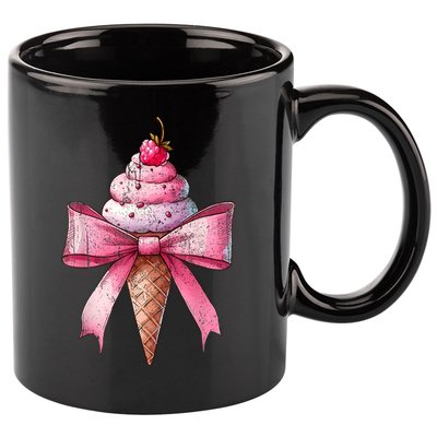 Coquette Bow Ice Cream Cone Ribbon Mom Mothers Day Girl Retro 11oz C Handle Ceramic Mug