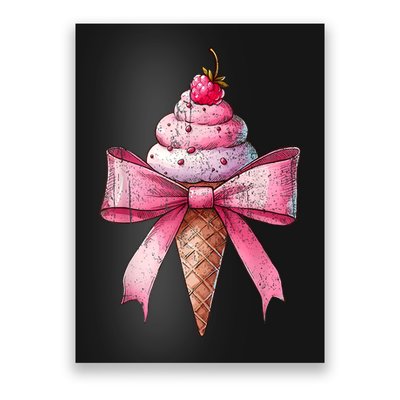 Coquette Bow Ice Cream Cone Ribbon Mom Mothers Day Girl Retro Poster