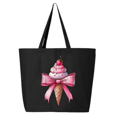 Coquette Bow Ice Cream Cone Ribbon Mom Mothers Day Girl Retro 25L Jumbo Tote