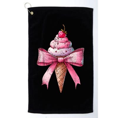 Coquette Bow Ice Cream Cone Ribbon Mom Mothers Day Girl Retro Golf Towel
