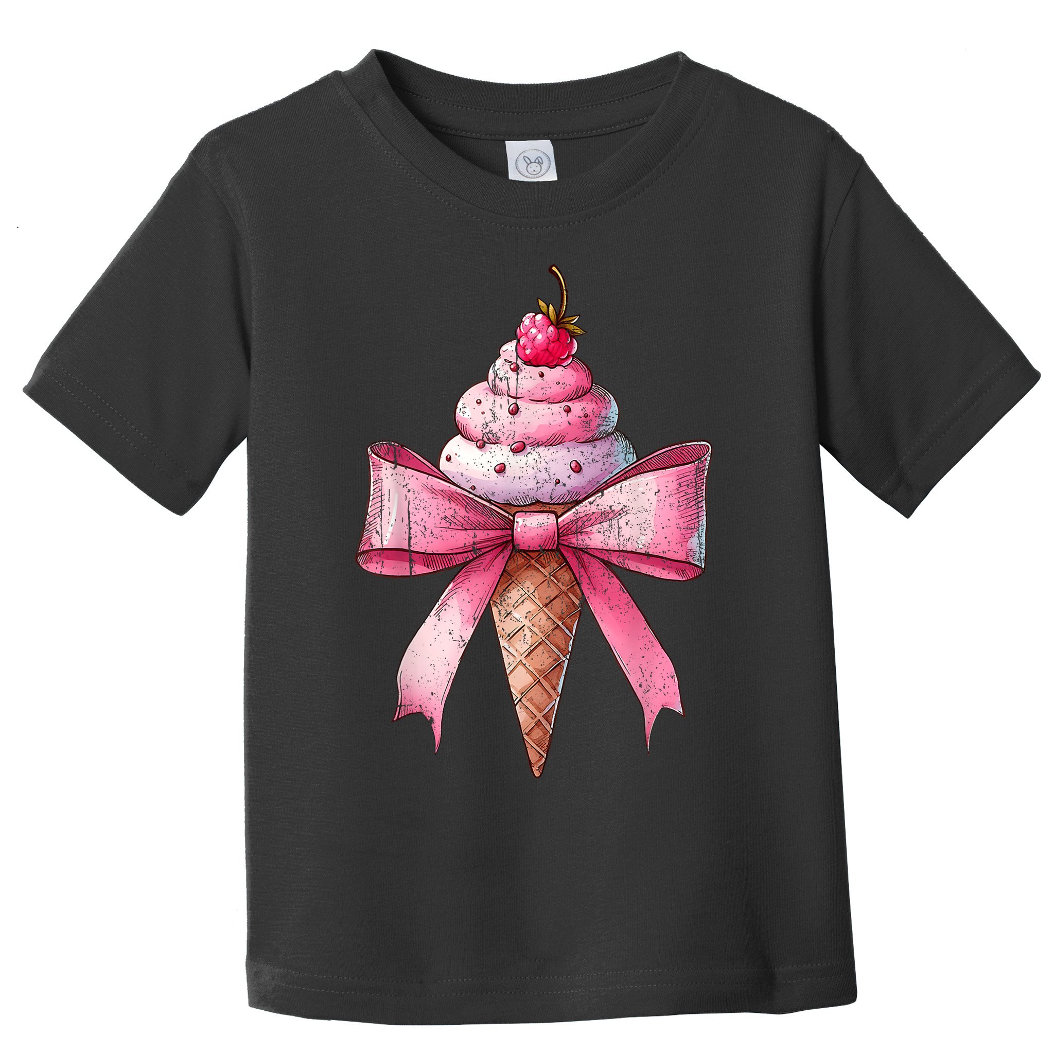 Coquette Bow Ice Cream Cone Ribbon Mom Mothers Day Girl Retro Toddler T-Shirt