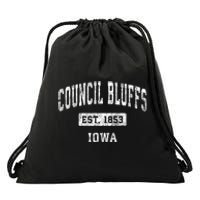 Council Bluffs Iowa Ia Vintage Established Sports Drawstring Bag