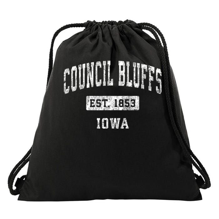 Council Bluffs Iowa Ia Vintage Established Sports Drawstring Bag