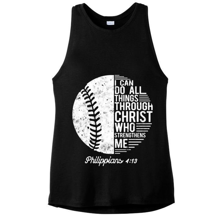 Christian Baseball I Can Do All Things Philippians 4 13 Funny Gift Ladies PosiCharge Tri-Blend Wicking Tank