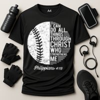 Christian Baseball I Can Do All Things Philippians 4 13 Funny Gift Cooling Performance Crew T-Shirt