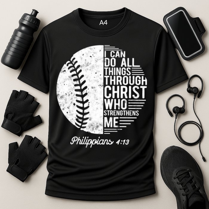 Christian Baseball I Can Do All Things Philippians 4 13 Funny Gift Cooling Performance Crew T-Shirt