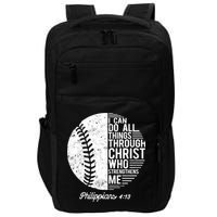 Christian Baseball I Can Do All Things Philippians 4 13 Funny Gift Impact Tech Backpack