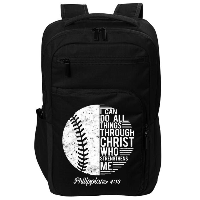 Christian Baseball I Can Do All Things Philippians 4 13 Funny Gift Impact Tech Backpack