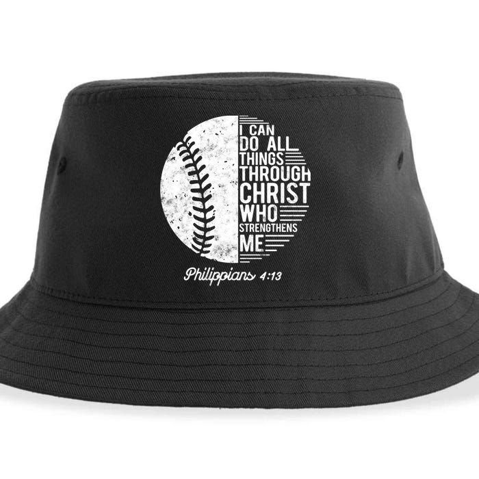 Christian Baseball I Can Do All Things Philippians 4 13 Funny Gift Sustainable Bucket Hat
