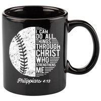 Christian Baseball I Can Do All Things Philippians 4 13 Funny Gift 11oz C Handle Ceramic Mug