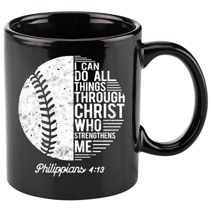Christian Baseball I Can Do All Things Philippians 4 13 Funny Gift 11oz C Handle Ceramic Mug