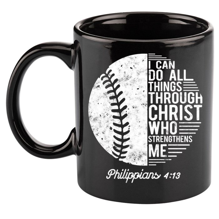 Christian Baseball I Can Do All Things Philippians 4 13 Funny Gift 11oz C Handle Ceramic Mug