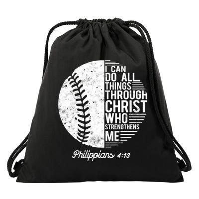 Christian Baseball I Can Do All Things Philippians 4 13 Funny Gift Drawstring Bag