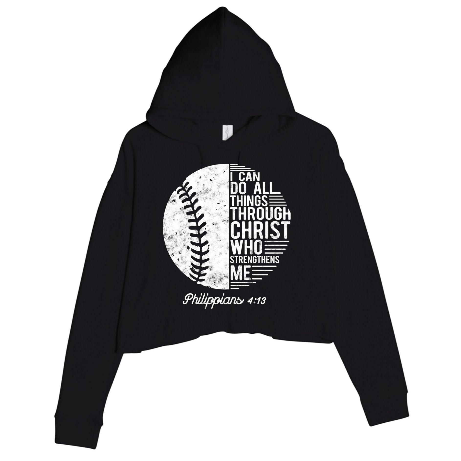Christian Baseball I Can Do All Things Philippians 4 13 Funny Gift Crop Fleece Hoodie