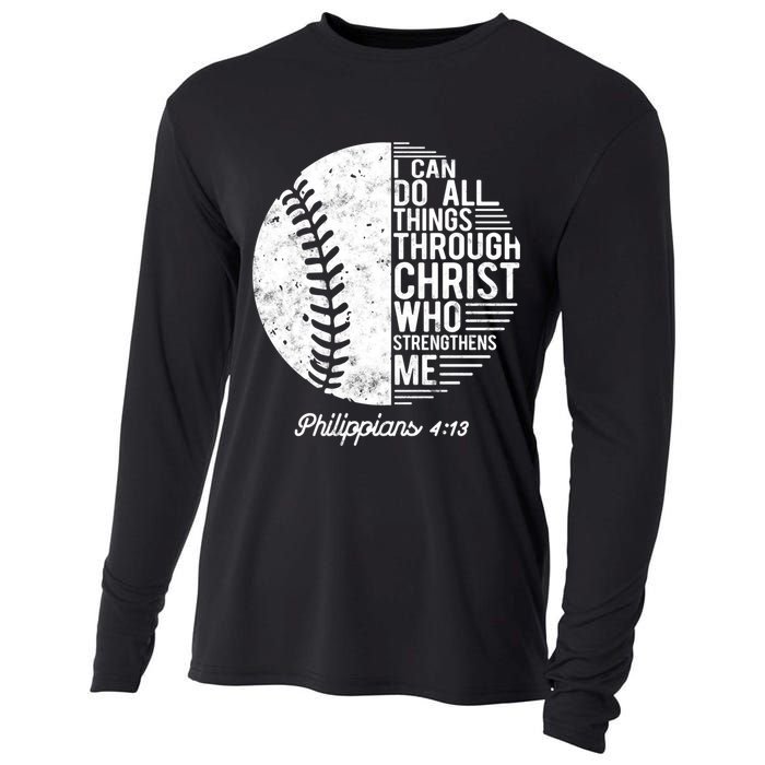 Christian Baseball I Can Do All Things Philippians 4 13 Funny Gift Cooling Performance Long Sleeve Crew