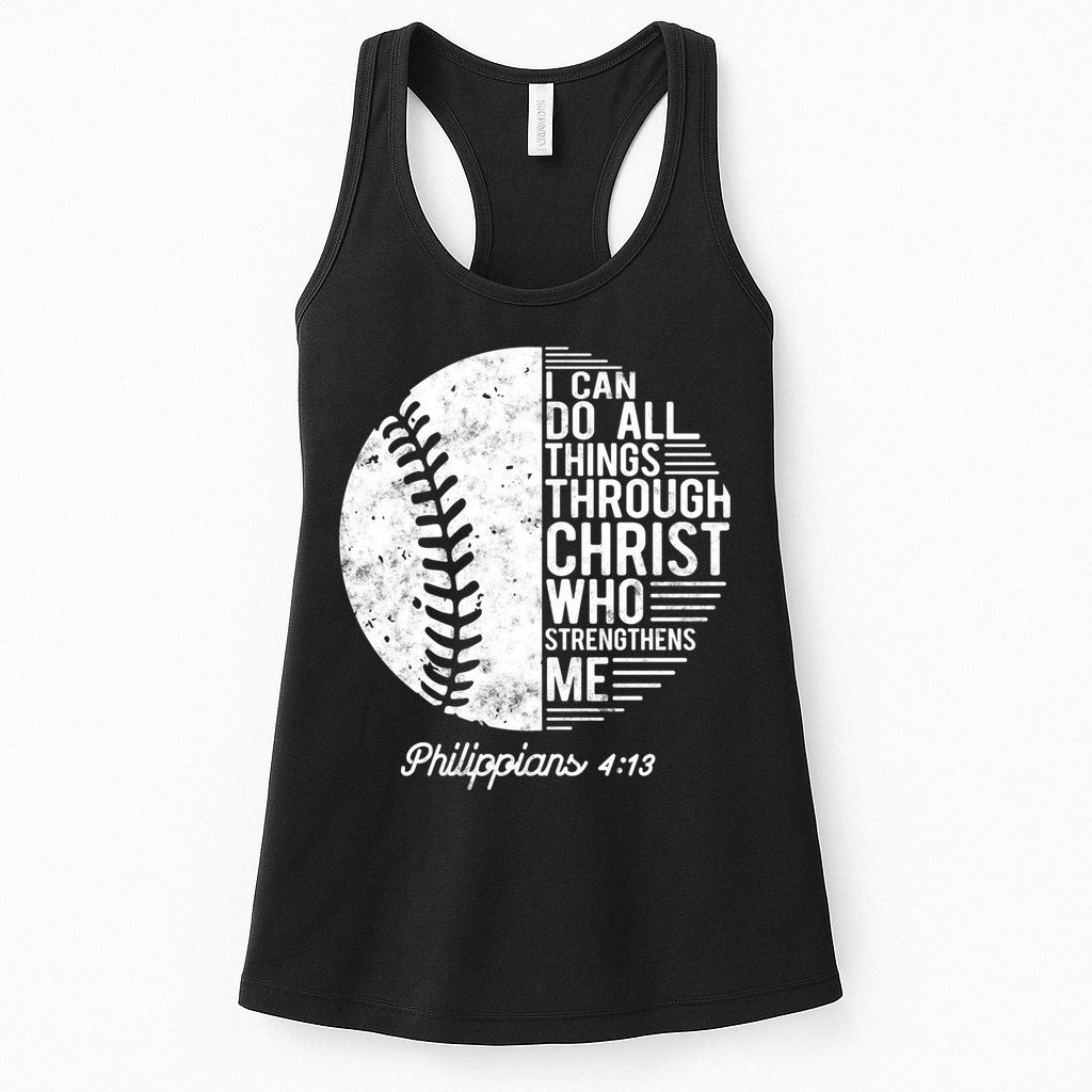 Christian Baseball I Can Do All Things Philippians 4 13 Funny Gift Womens Tank Top