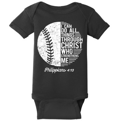 Christian Baseball I Can Do All Things Philippians 4 13 Funny Gift Baby Bodysuit