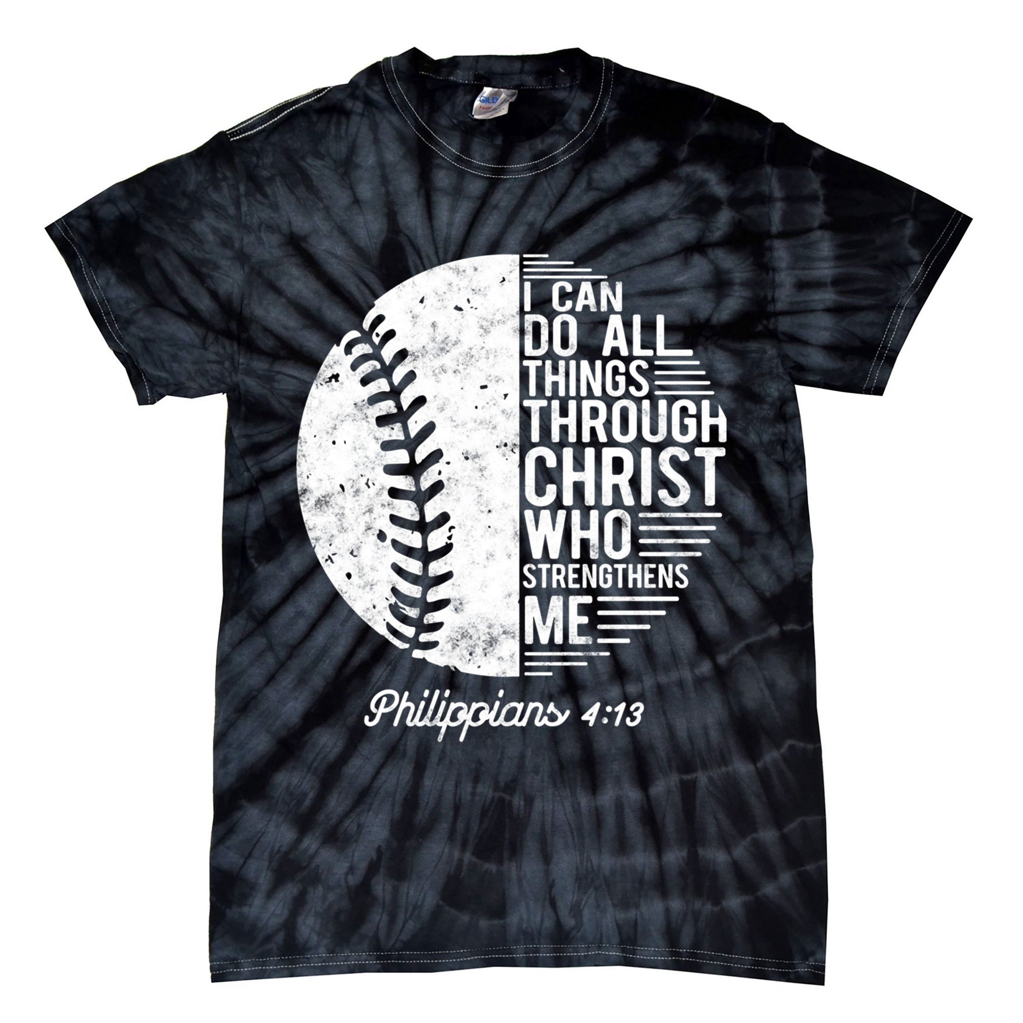 Christian Baseball I Can Do All Things Philippians 4 13 Funny Gift Tie-Dye T-Shirt