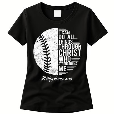 Christian Baseball I Can Do All Things Philippians 4 13 Funny Gift Womens T-Shirt