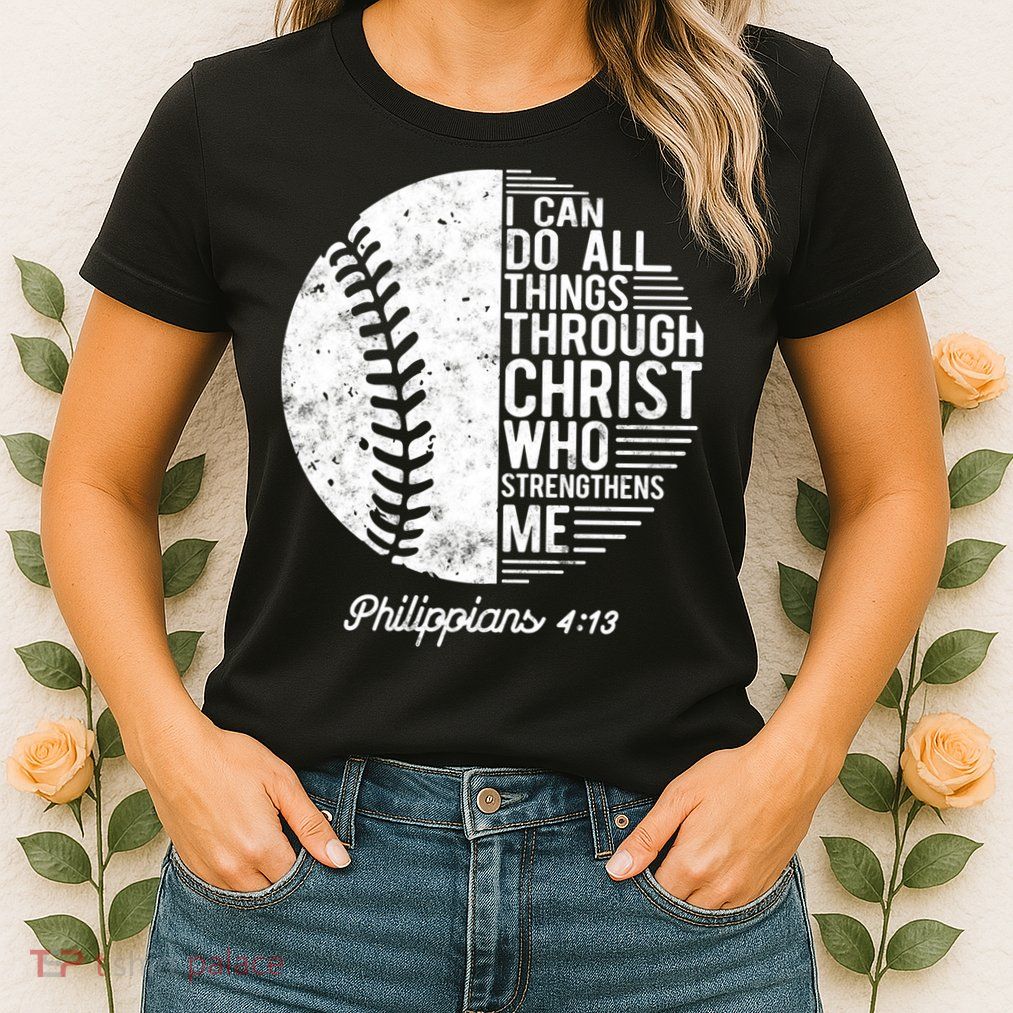 Christian Baseball I Can Do All Things Philippians 4 13 Funny Gift Womens T-Shirt
