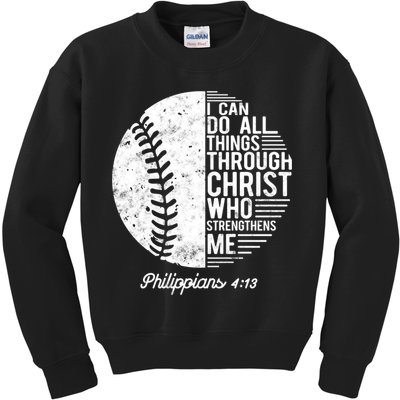 Christian Baseball I Can Do All Things Philippians 4 13 Funny Gift Kids Sweatshirt