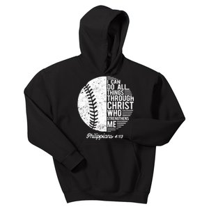 Christian Baseball I Can Do All Things Philippians 4 13 Funny Gift Kids Hoodie