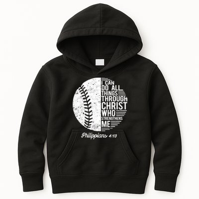 Christian Baseball I Can Do All Things Philippians 4 13 Funny Gift Kids Hoodie