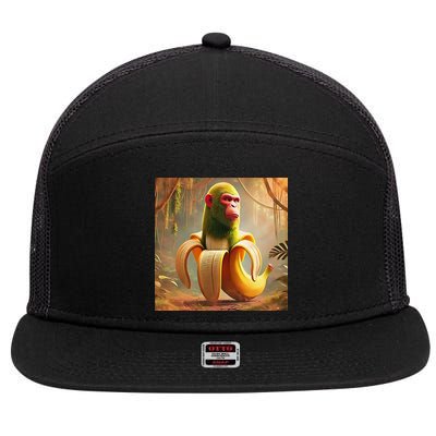 Chimpanzini Bananini - Italian Brainrot Meme 7 Panel Mesh Trucker Snapback Hat