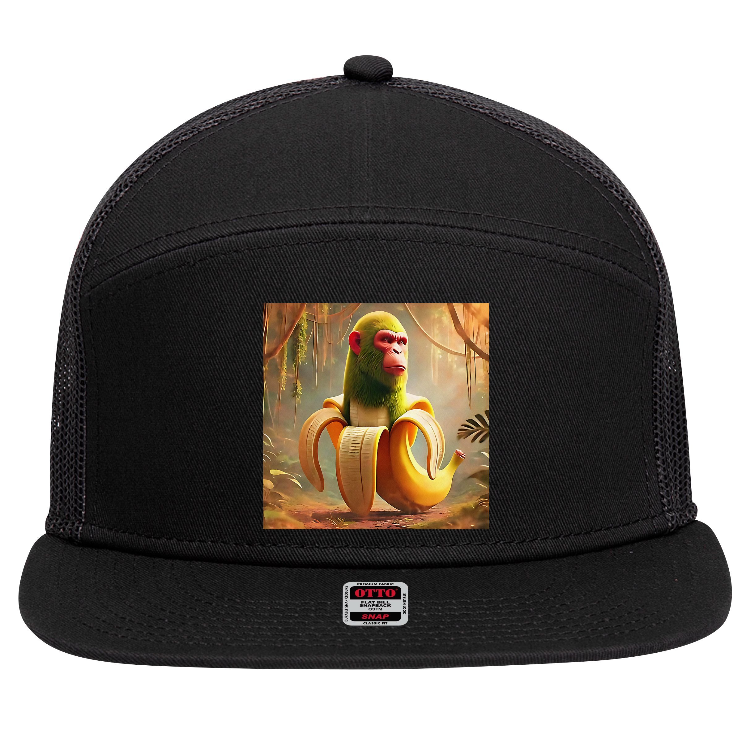 Chimpanzini Bananini - Italian Brainrot Meme 7 Panel Mesh Trucker Snapback Hat