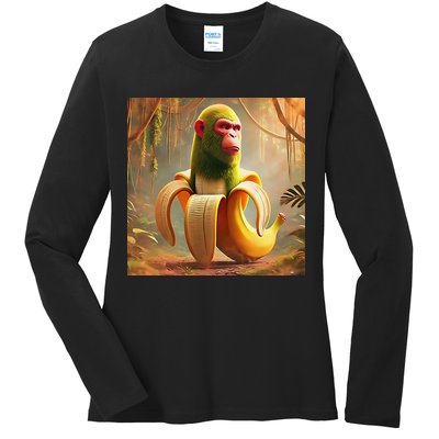 Chimpanzini Bananini - Italian Brainrot Meme Ladies Long Sleeve Shirt