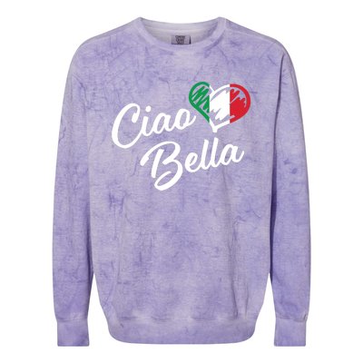 Ciao Bella Italian Hello Beautiful Gift Colorblast Crewneck Sweatshirt