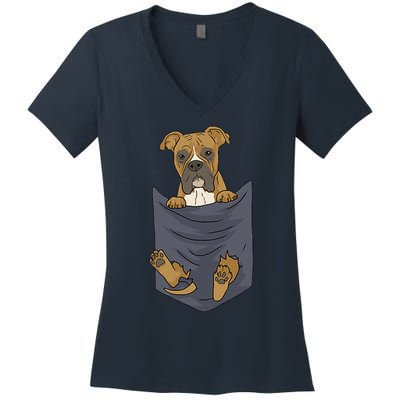 Cute Boxer In Your Pocket Dog Lover Funny Gift Women's V-Neck T-Shirt