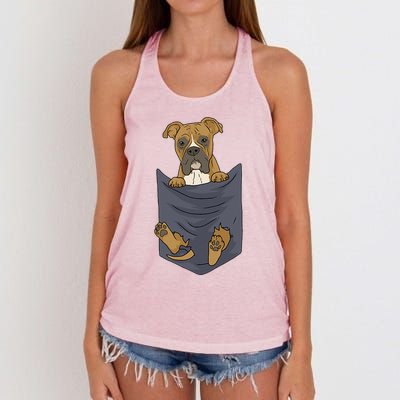 Cute Boxer In Your Pocket Dog Lover Funny Gift Women's Knotted Racerback Tank