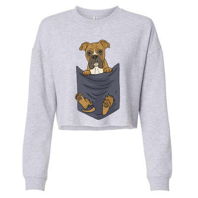 Cute Boxer In Your Pocket Dog Lover Funny Gift Cropped Pullover Crew