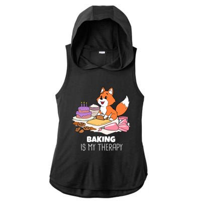 Cute Baking Is My Therapy Dough Confectioner Fox Icing Foxes Gift Ladies PosiCharge Tri-Blend Wicking Draft Hoodie Tank