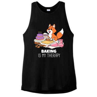 Cute Baking Is My Therapy Dough Confectioner Fox Icing Foxes Gift Ladies PosiCharge Tri-Blend Wicking Tank