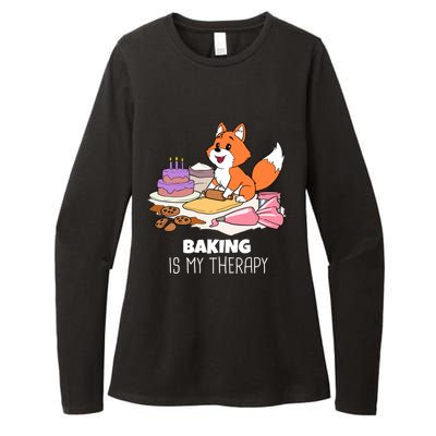 Cute Baking Is My Therapy Dough Confectioner Fox Icing Foxes Gift Womens CVC Long Sleeve Shirt