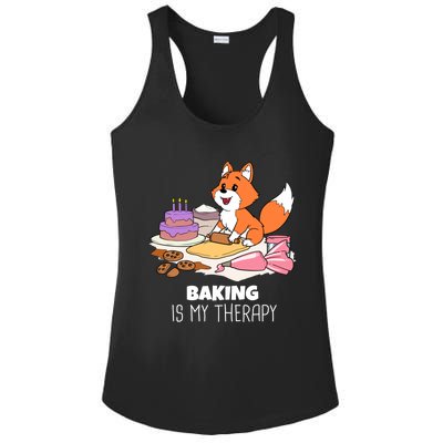 Cute Baking Is My Therapy Dough Confectioner Fox Icing Foxes Gift Ladies PosiCharge Competitor Racerback Tank