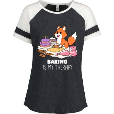 Cute Baking Is My Therapy Dough Confectioner Fox Icing Foxes Gift Enza Ladies Jersey Colorblock Tee