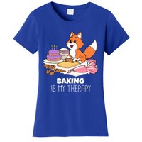 Cute Baking Is My Therapy Dough Confectioner Fox Icing Foxes Gift Women's T-Shirt