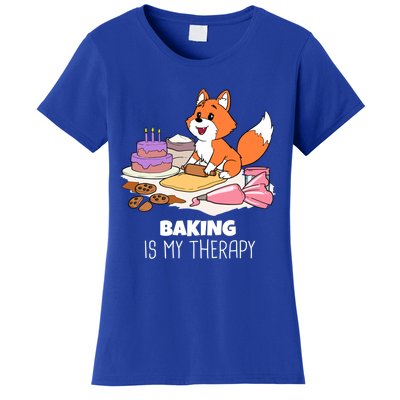 Cute Baking Is My Therapy Dough Confectioner Fox Icing Foxes Gift Women's T-Shirt